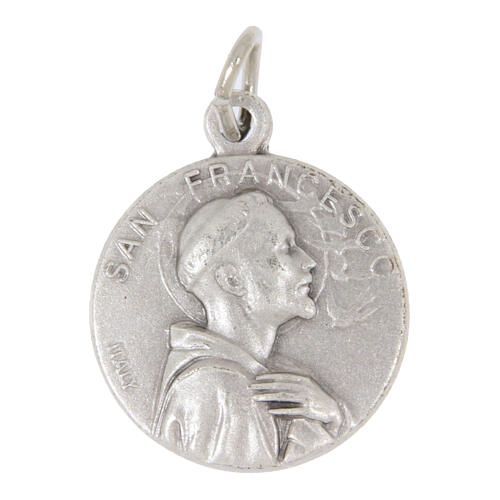 Medaglietta 18 mm San Francesco ottone argentato 1