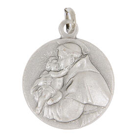 St Anthony with Child Medal in silver-plated brass, 18 mm