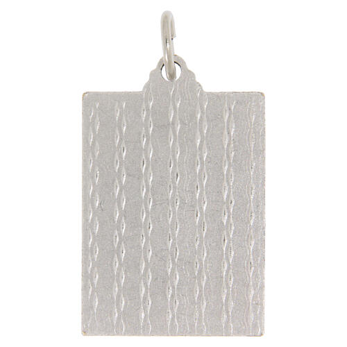 Rectangular Bicolor Medal of Our Lady of Lourdes, 24x18 mm 2