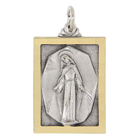 Rectangular bicolor medal of Our Lady of Graces, 0.7x0.9 in