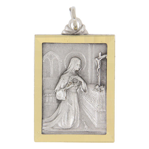 Medalla Santa Rita rectangular de latón bicolor 18x24 cm 1