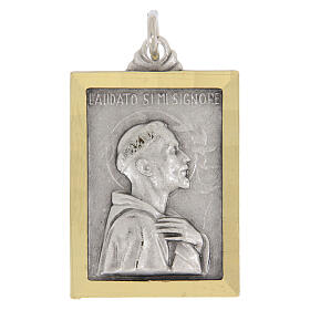 Medaglia rettangolare 18x24 mm San Francesco bicolore