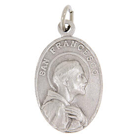 Ovale Medaille Carlo Acutis und San Francesco aus versilbertem Messing 25x15 mm