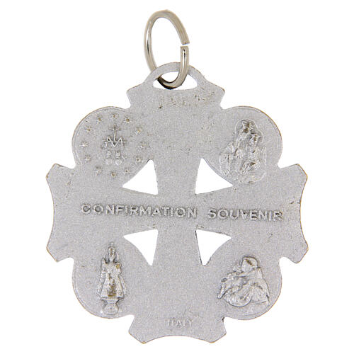 Emaillerte-Kreuzmedaille für die Firmung mit Heiligen 30x29 mm 2