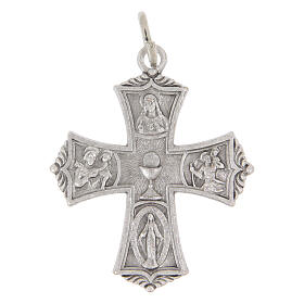 Pendentif croix Première Communion en laiton argenté 24x29 mm