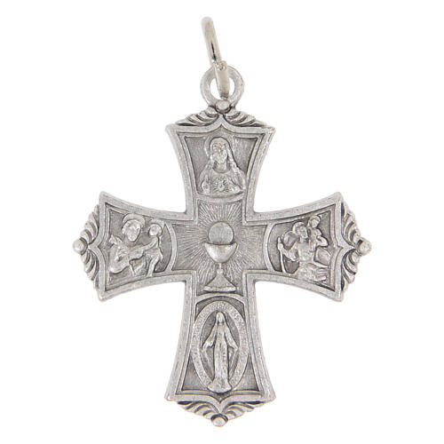 Pendentif croix Première Communion en laiton argenté 24x29 mm 1