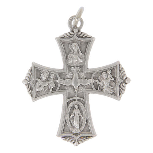 Silver-plated brass Confirmation cross pendant, 0.9x1.2 in 1