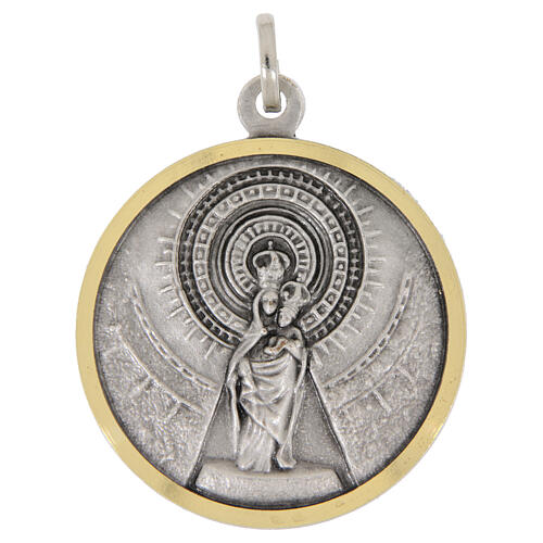 Medalla bicolore Virgen del Pilar 32 mm latón plateado 1