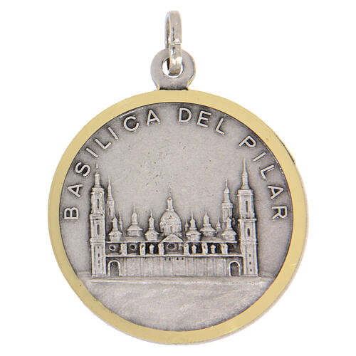 Medalla bicolore Virgen del Pilar 32 mm latón plateado 2