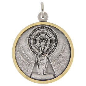 Medaglia bicolore Vergine del Pilar 32 mm ottone argentato
