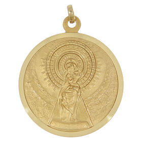 Gold-plated brass medal of Our Lady of the Pillar and Basilica, 1.3 in
