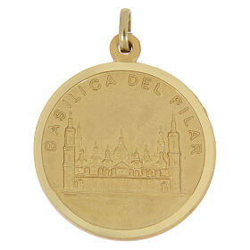 Médaille 32 mm Vierge du Pilier et Basilique laiton doré