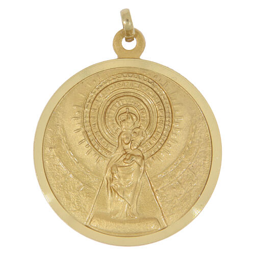 Medaglia 32 mm Vergine del Pilar e Basilica ottone dorato 1