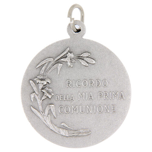Round medal of silver-plated brass, First Communion, 1.3 in 2