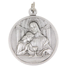 Médaille 32 mm Communion ronde laiton argenté