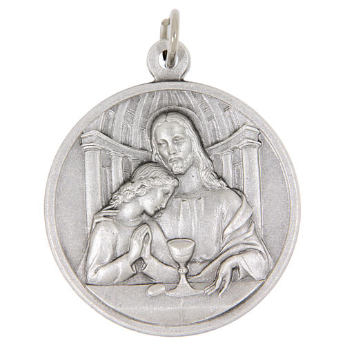 Médaille 32 mm Communion ronde laiton argenté 1