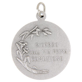 Round Communion medal in silver-plated brass, 32 mm