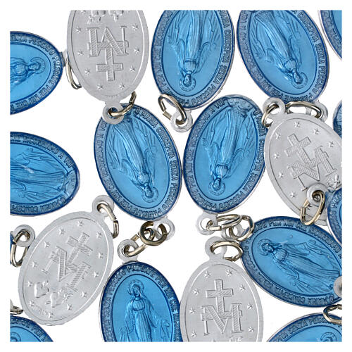 100x Medagliette Madonna Miracolosa italiano alluminio smaltato 18mm 3