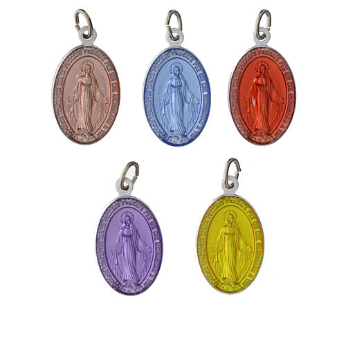 100x Médailles Vierge Miraculeuse italien aluminium émaillé coloré 18 mm 3
