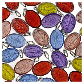 100 Medallas Virgen Milagrosa aluminio esmaltes coloridos 15mm inglés