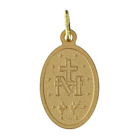 100 Medallas aluminio dorado opaco Virgen Milagrosa inglés 18 mm paquete 100 uds.