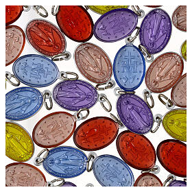 50 Medallas Virgen Milagrosa inglés aluminio esmalte coloridos 18mm