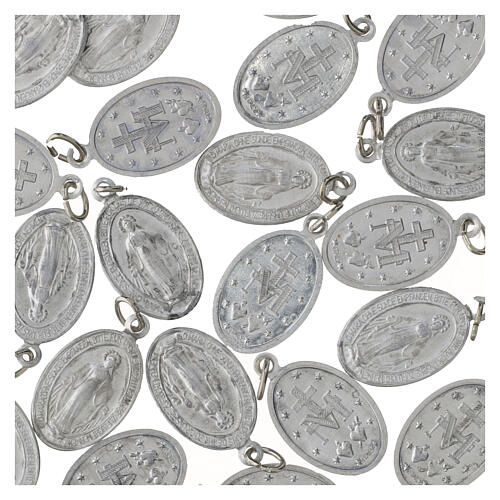 100 Medalla de la Virgen Milagrosa en alemán, aluminio plateado 2,2 cm, paquete de 100 unidades 3