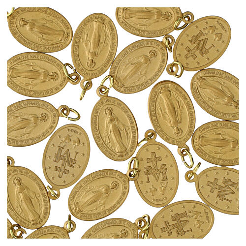 Medalha Milagrosa pacote 100 unidades alemão alumínio dourado opaco 2,2x1,5 cm 3