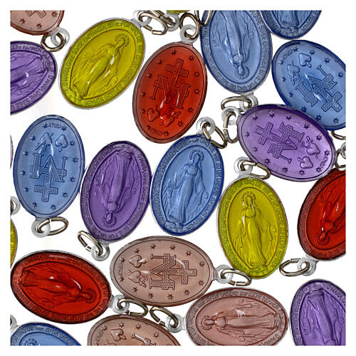 German Miraculous Medals, coloured enamelled aluminum, 0.9 in, pack of 50 3