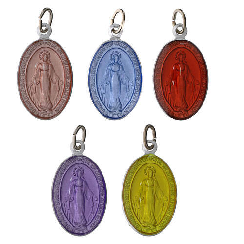 50 Medallas Virgen Milagrosa alemán aluminio esmalte colorido 2,2 cm 2