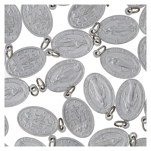 100 Medallas Virgen Milagrosa inglés aluminio plateado 2,2cm 3