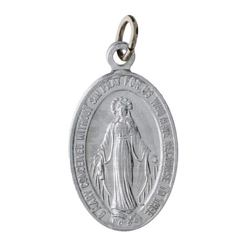 100x Medagliette Madonna Miracolosa inglese alluminio argentato 2,2cm 1