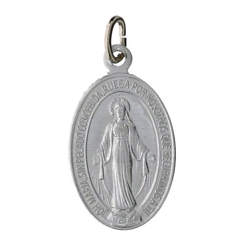 100x Medagliette Madonna Miracolosa spagnolo alluminio bianco 2,2cm 1