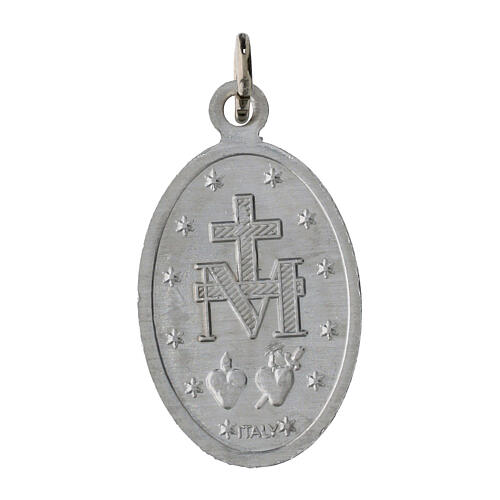 100x Medagliette Madonna Miracolosa spagnolo alluminio bianco 2,2cm 2