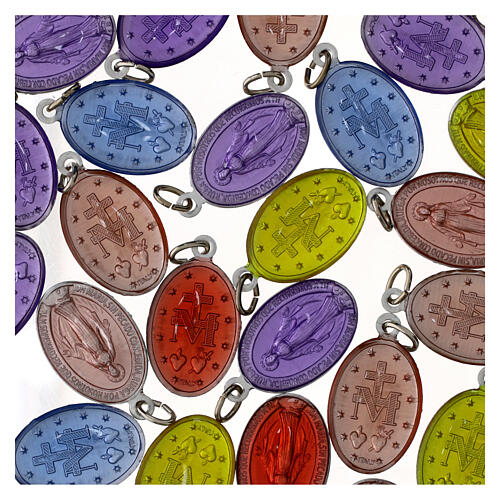 50 Medallas Virgen Milagrosa español aluminio esmalte colorido 2,2cm 2