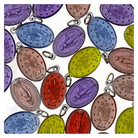 50x Medagliette Madonna miracolosa spagnolo alluminio smalto colorato 2,2cm