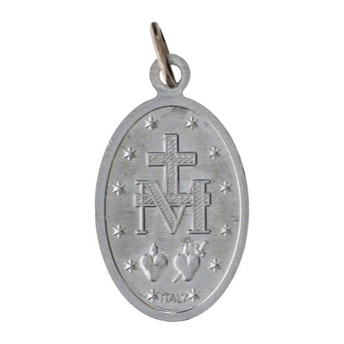 100 Medallas aluminio plateado Virgen Milagrosa italiano 2,2cm 2