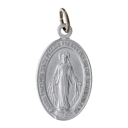 100x Medagliette alluminio argentato Madonna Miracolosa italiano 2,2cm 1
