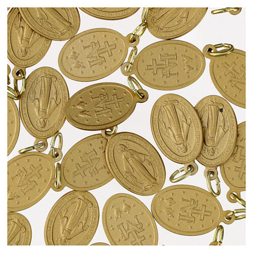 Miraculous Medals of matte golden aluminum, Italian prayer, 0.9 in, pack of 100 3