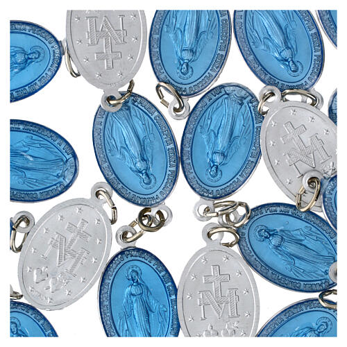 50x Miraculous Medals, enamelled aluminum, Italian inscription, 0.9 in 3