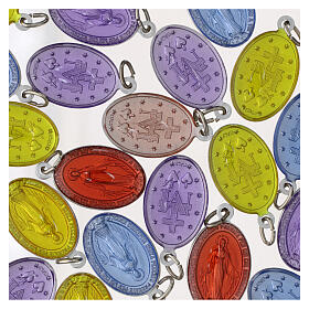 50x Medaglie Madonna Miracolosa italiano alluminio smalto colorato 2,2cm