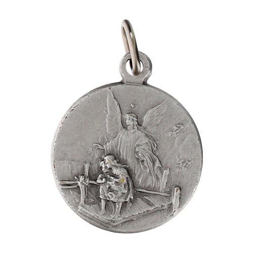 Schutzengel-Medaille Brücke Durchmesser 2 cm versilbertes Messing 1