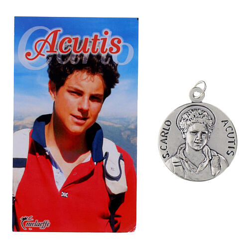 Medalla Santo Carlo Acutis 30 mm con oración 1