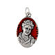 Medalha oval 2,5x1,5 cm Carlo Acutis esmaltada de vermelho s2