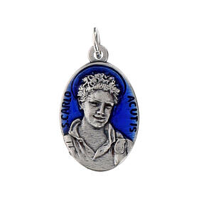 Medalha oval esmaltada azul 2,5x1,5 cm Carlo Acutis
