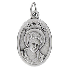 Silver-plated Carlo Acutis medal, 1x0.6 in