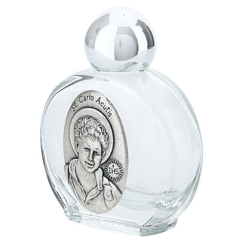 Holy Water Bottle Glass 10 ml Silver Medal Carlo Acutis 2