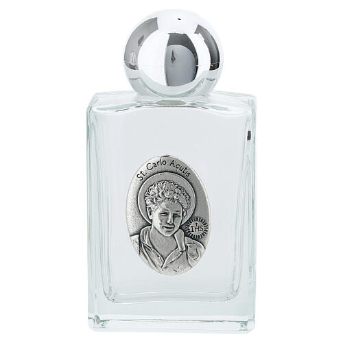 Bottiglietta acqua santa vetro Carlo Acutis argentato 35 ml 1