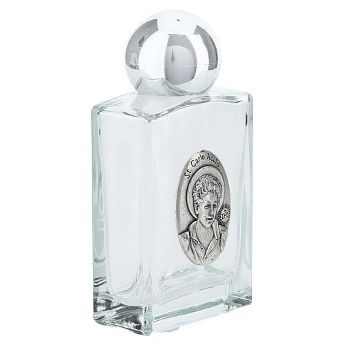 Bottiglietta acqua santa vetro Carlo Acutis argentato 35 ml 3