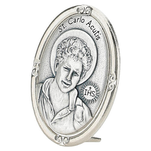 Oval table medal of Carlo Acutis, 1.6x1.2 in, zamak 2